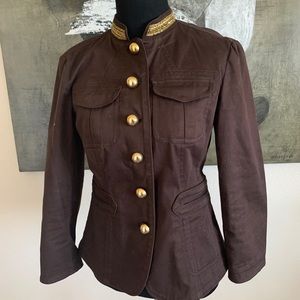 Michael Kors denim, tailored gold sequin jacket